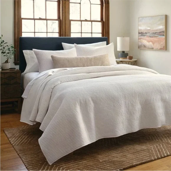 Full/Queen Ruched Velvet Quilt Ivory - Picture 2 of 3